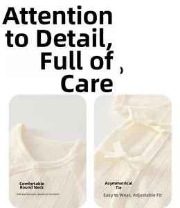 Detail of newborn cotton top with breathable jacquard fabric and side-tie closure