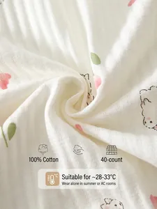 Body bébé manches courtes en gaze de coton pur avec imprimé animal pour l'été