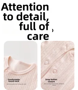Detail of pink cotton baby bodysuit featuring mesh texture and secure resin snap buttons