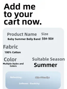 Detailed chart of 100% cotton baby belly band with size 59-90 specifications