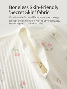 Tutina neonato in cotone a maniche corte con maglia jacquard e cuciture piatte a 6 fili