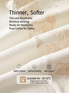Breathable baby cotton romper fabric close-up with squirrel patterns and mesh texture