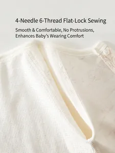 Infant cotton mesh romper with 4-needle 6-thread flatlock seams and animal print