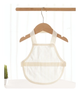 Detailed view of breathable cotton infant belly wrap with vertical stripes and snap buttons