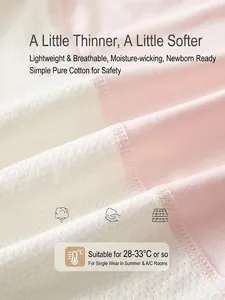 Pink and white mesh baby romper in breathable cotton for summer sleeping and daily wear