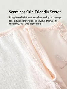 Pink breathable baby romper featuring 4-needle 6-thread seamless stitching for comfort