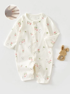 Newborn Baby Cotton Long Sleeve Romper Breathable Thin Summer Jumpsuit Printed Cartoon Sleepwear For Infants Toddlers