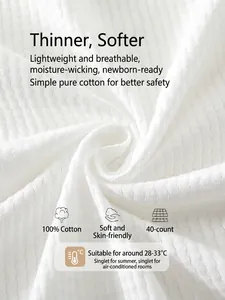 White 100% cotton waffle knit baby jumpsuit made of breathable fabric for 28-33℃ summer wear