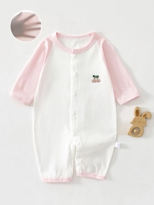 Newborn Baby Cotton Long Sleeve Romper Summer Thin Waffle Knit Jumpsuit For Boys Girls Breathable Infant Pajamas Soft Climbing Clothes