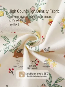 Ensemble de sous-vêtements thermiques bébé 100 % coton avec imprimé floral doux au toucher