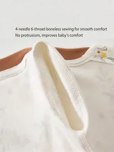 Ensemble sous-vêtement thermique bébé avec coutures plates et motif floral beige
