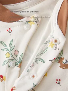 Détails des boutons en résine POM sur sous-vêtements thermiques coton bébé forêt
