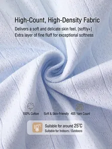 Soft blue 100% cotton long-sleeved infant romper for newborns with 40S high density fabric