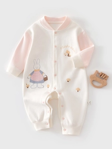 Pagliaccetto Neonato Manica Lunga 100% Cotone Pettinato Traspirante Senza Cuciture Stampa Cartone Animato Tuta Casual Infante