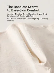 Long-sleeved organic cotton baby bodysuit featuring seamless flatlock stitching technology