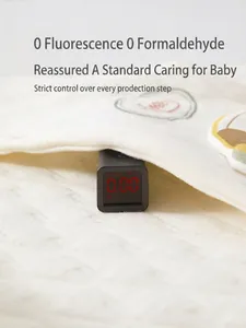Organic cotton baby romper showing A-level safety test for zero formaldehyde and fluorescence