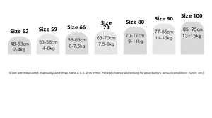 Guide des tailles pour vêtements thermiques bébé avec poids et taille recommandés