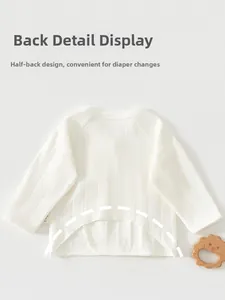 Detail of baby cotton semi-back shirt with vertical ribbed texture for easy diaper changes