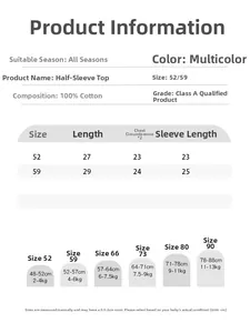 Size chart detail for newborn cotton kimonos showing measurements and size guide recommendations