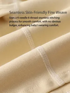 Baby cotton knit jumpsuit with 4-needle 6-thread seamless stitching for soft comfort