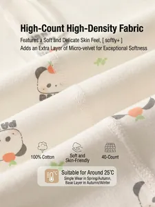 Morbida tutina neonato 100% cotone stampa panda per primavera o autunno a 25°C