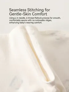 Infant pure cotton kimono shirt with 4-needle 6-thread smooth flatlock seamless stitching