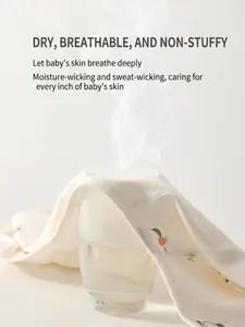 Breathable newborn baby organic cotton kimono top showing steam ventilation effect