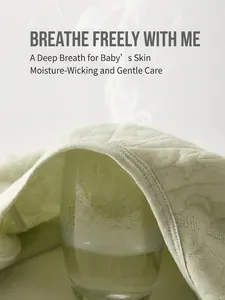 Breathable light green quilted cotton baby romper fabric with moisture-wicking technology