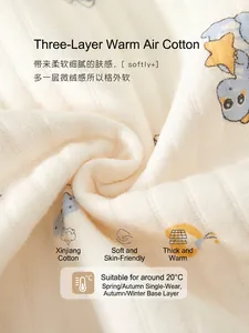 Infant cotton thermal romper featuring blue dinosaur print and soft air cotton fabric