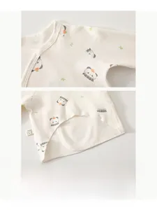 Detail of boneless stitching on newborn panda print soft cotton long sleeve baby top