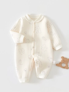 Barboteuse Bébé en Coton Chaud à Trois Couches Sécurité Classe A Manches Longues Couture sans Os Matelassée Combinaison Nourrisson
