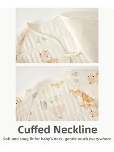 Detailed close-up of quilted thermal baby shirt collar with soft bear pattern print