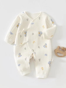 Newborn Baby Quilted Cotton Romper Long Sleeve Butterfly Suit Thermal Kimono Jumpsuit Infant Spring Winter Clothing