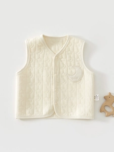 Infant Baby Quilted Cotton Vest Newborn Warm Sleeveless Waistcoat Star Moon Pattern Outwear For Toddler Boys Girls Clothing