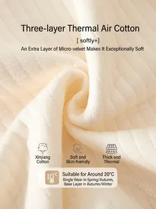 Body caldo per neonati in cotone a tre strati bianco crema con trama a coste verticali