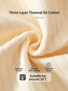 Barboteuse thermique matelassée pour nouveau-né en coton tricoté côtelé abricot