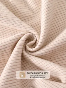 Newborn warm cashmere silk romper in beige striped knit fabric for autumn and winter