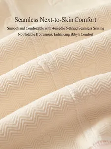 Newborn baby fleece romper with bear pattern knit texture and smooth flatlock seams