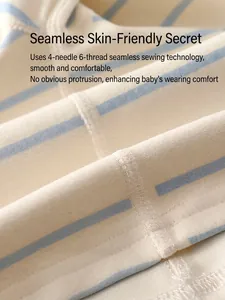 Infant striped long sleeve set with seamless four-needle six-thread stitching detail