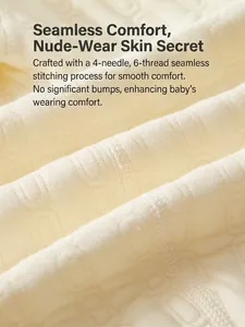 Close-up of seamless 4-needle 6-thread stitching on cotton newborn thermal bodysuit