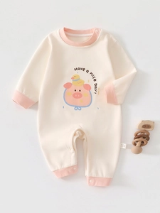 Baby Long Sleeve Romper Silk Cashmere Blend Thermal Pajamas Cartoon Pig Dog Pattern Jumpsuit For Newborn Infant Unisex