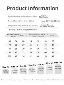 Tableau des tailles pour ensemble salopette bébé thermique rembourré avec guide mesures