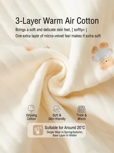 Quilted cotton baby romper with cute bear print for winter warmth and soft comfort