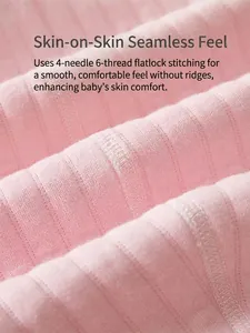 Pink quilted cotton baby romper with smooth 4-needle 6-thread flat seam stitching