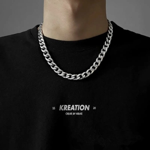 Collier à mailles cubaines en acier inoxydable poli pour hommes et femmes style hip hop