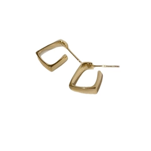 Minimalist gold geometric square stud earrings featuring a high-polish metallic finish