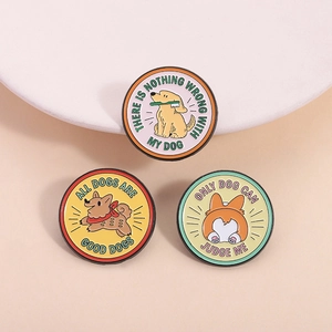 Süße Cartoon Hund Emaille Pin Set Runde Zinklegierung Tier Brosche Corgi Golden Retriever Sprüche Anstecknadeln Für Rucksäcke Jacken