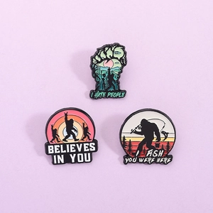 Creative Bigfoot Enamel Pin Set Zinc Alloy Baked Enamel Bigfoot Fishing Footprint Badge For Outdoor Lovers Humorous Jewelry