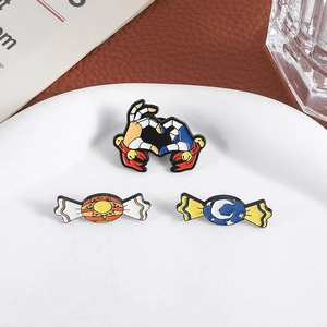 Anime enamel pins set with heart hands and celestial candy shapes for bags and clothes