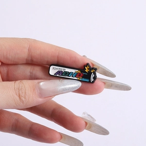 Creative PVC shoe charm featuring Powered by ADHD text and colorful lightning bolts